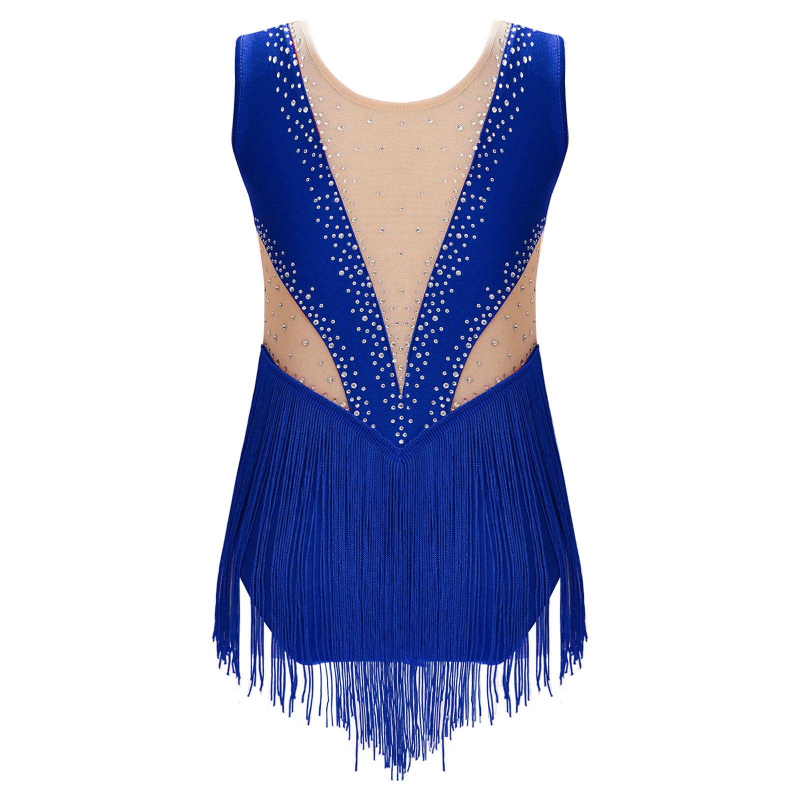 Costume da bagno da ginnastica per bambina per bambini per body in jersey da balletto Danza lirica Costume da pattinaggio artistico di figura Body in rete trasparente