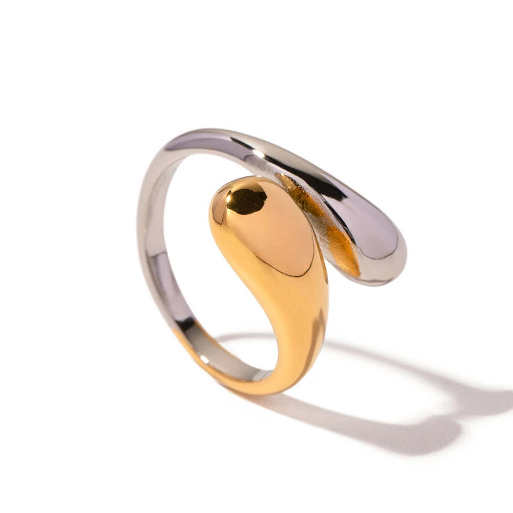 Uworld Edelstahl Farblich Passender Twist Ring Trendy Metall 18K Geometrische Fingerring Ohrringe Set Party Geschenk Für Frauen