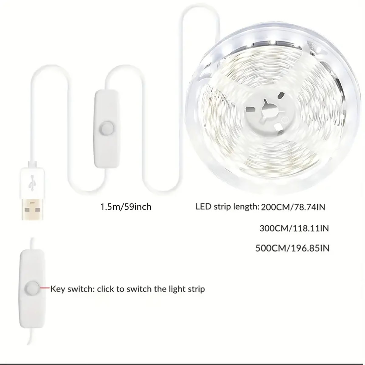 5v usb branco led luz de tira para tv backlight interruptor on-line sala estar halloween natal decoração casamento viagem acampamento festa