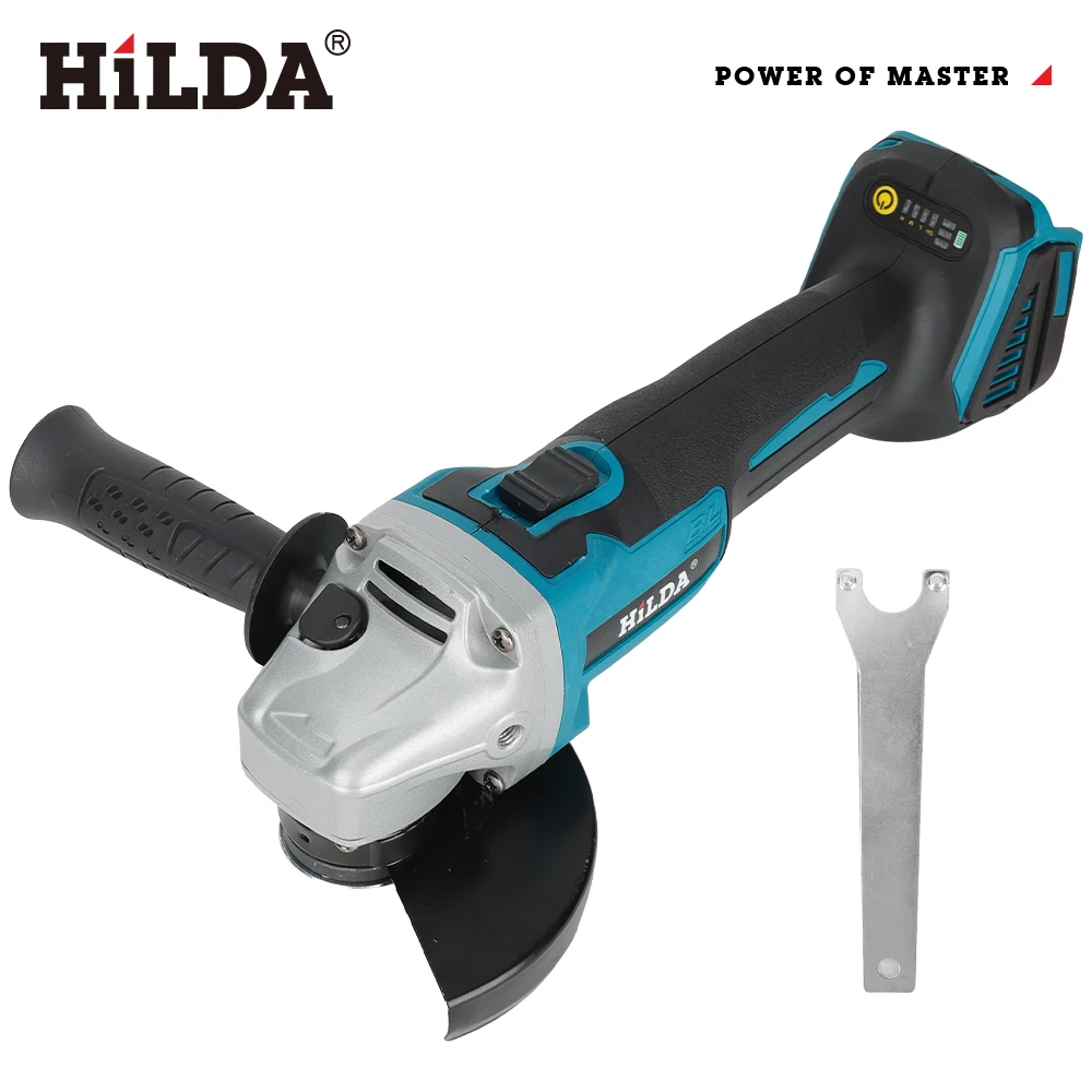 HILDA-amoladora angular sin escobillas y cepillada de 125mm, rectificadora inalámbrica, amoladora angular de corte de 12V para batería Makita de 18V