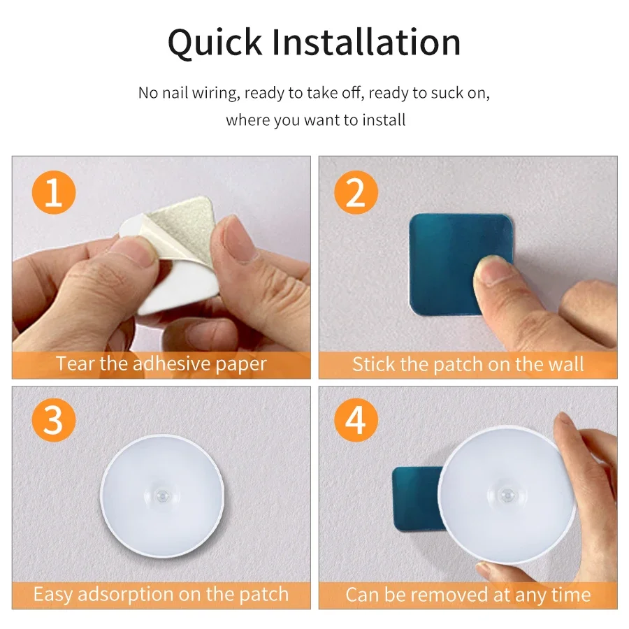 1/2/4pcs 충전식 모션 센서 LED 야간 조명 벽 장식 침실 밤 램프 주방 캐비닛 조명 어린이 야간 조명