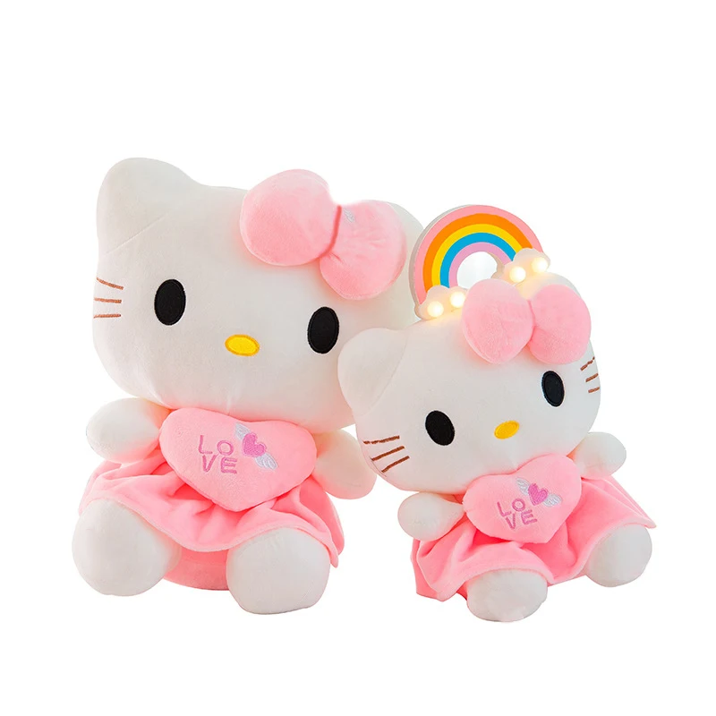 24cm kawaii anime kt gato boneca de pelúcia kt gato brinquedos de pelúcia travesseiro macio recheado bonito rosa boneca dos desenhos animados decoração presente