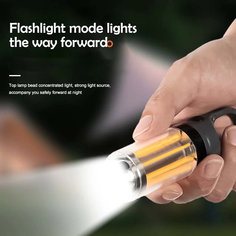 LED Rechargeable Flashlight Camping Lantern 5 Modes Super Bright Portable Hanging Tent Lamp Waterproof Hiking Fishing Outdoor