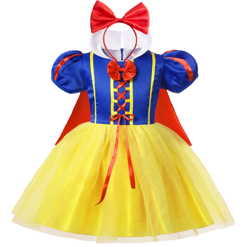 Vestido de princesa Blancanieves, disfraz de Halloween para niñas con capa, fiesta de cumpleaños para niños pequeños, ropa para juegos de rol