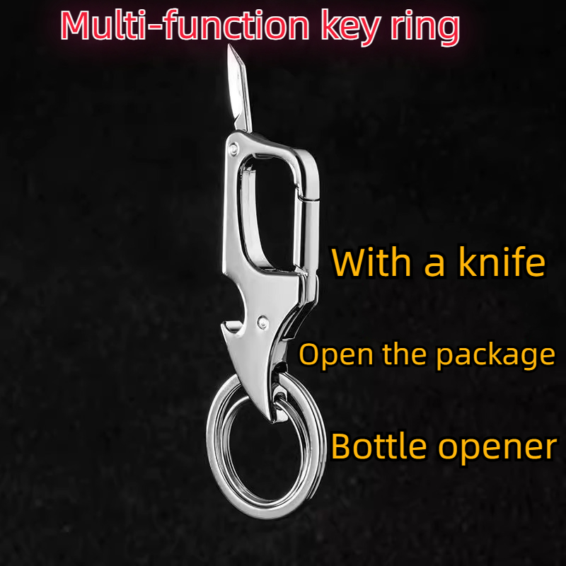Multi function Key ring With Ffolding Knife Detachable Delivery Belt Bottle Opener Creative Personality Anti loss Key ring