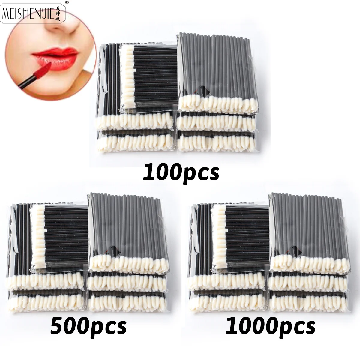 Venta al por mayor, 50/1000 Uds., aplicadores de pinceles para labios, cepillo para pestañas, pincel para lápiz labial, aplicador de brillo de labios, varitas, herramienta de maquillaje de belleza