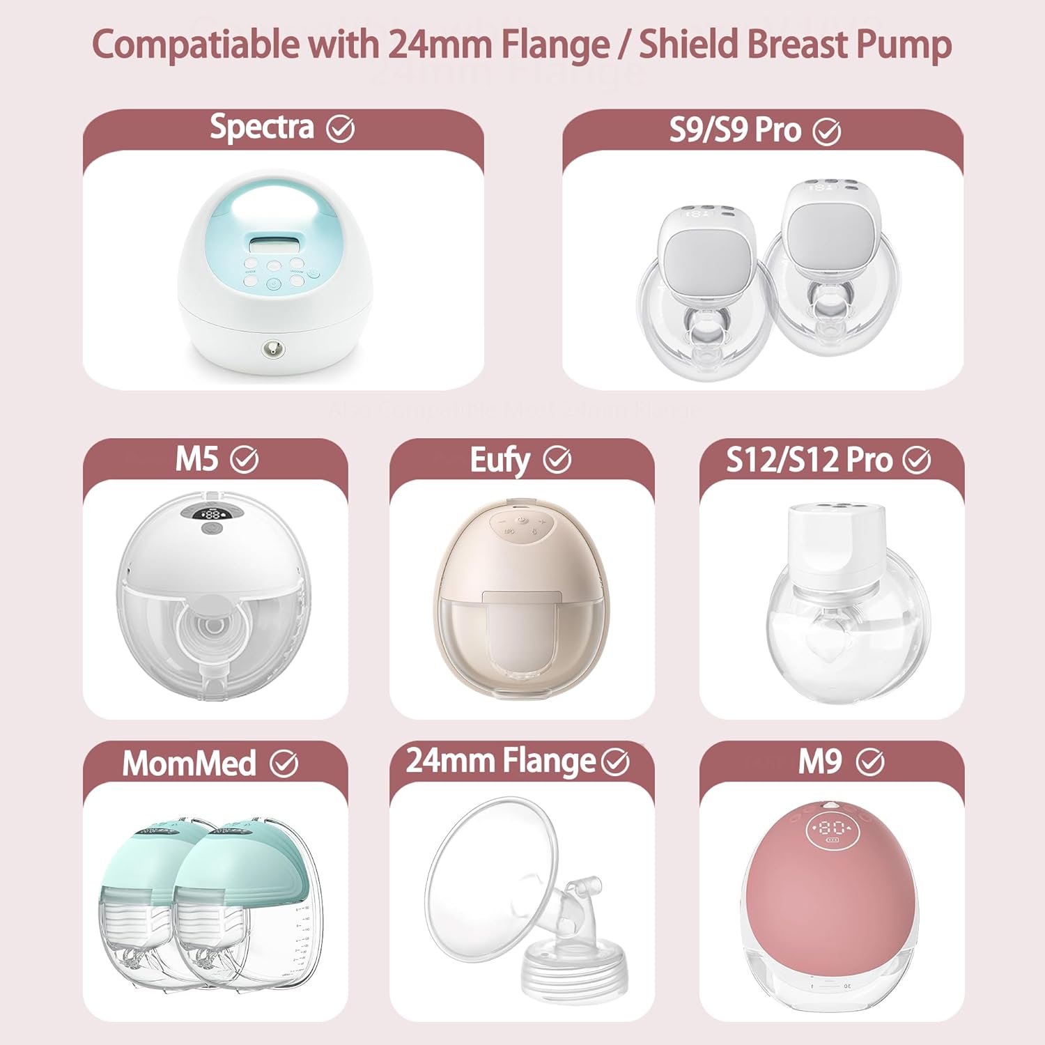 Inserts de bride compatibles avec le tire-lait Momcozy M5/M6/M9/V1 Pro/V2 Pro, insert de bride pour le remplacement du tire-lait