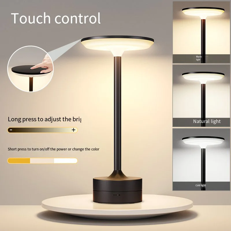 โคมไฟตั้งโต๊ะ LED ไร้สายเซ็นเซอร์สัมผัสเดสก์ท็อปไฟกลางคืน USB ชาร์จแบบพกพาห้องนอนไฟกลางคืนโคมไฟอ่านหนังสือไฟตกแต่ง