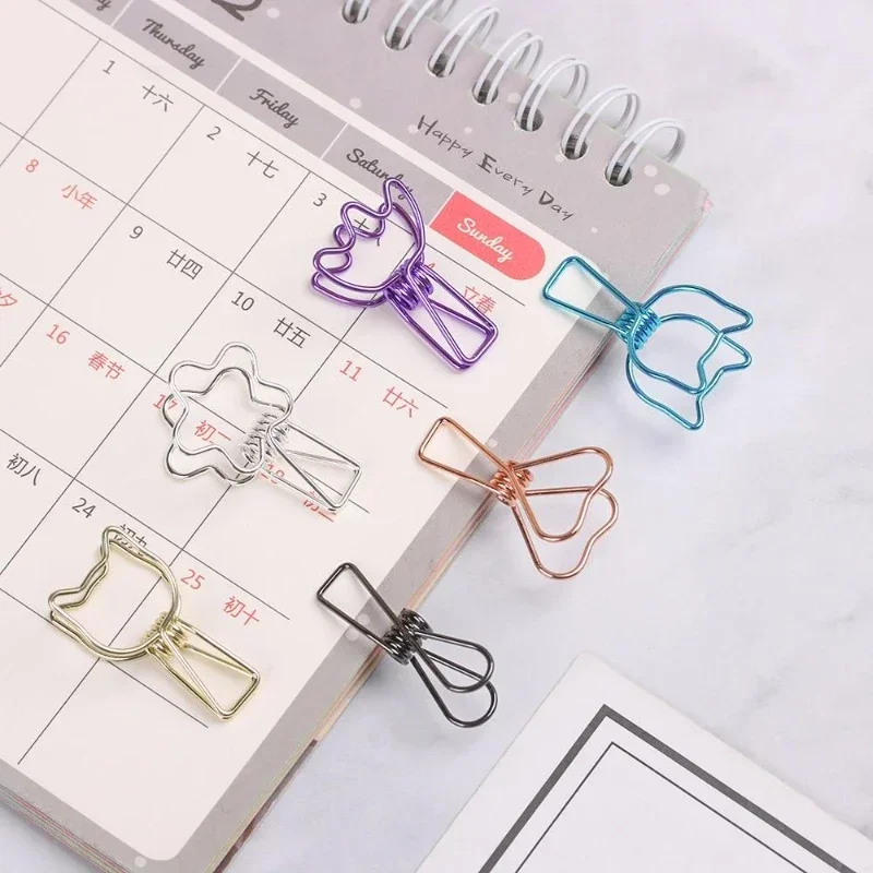 6 Teile/satz Höhlte Heraus Design Metall Binder Clip Lange Schwanz Büro Hand Buch Ordner Papier Organizer Schreibwaren Fisch