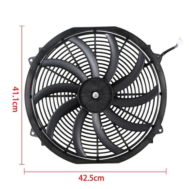 Diskon Besar Kipas Radiator Elektrik 16 Inci Kipas Pendingin Universal Penyetelan Mobil 12V 80W Kipas Elektronik Pendingin Radiator Peniup Isap