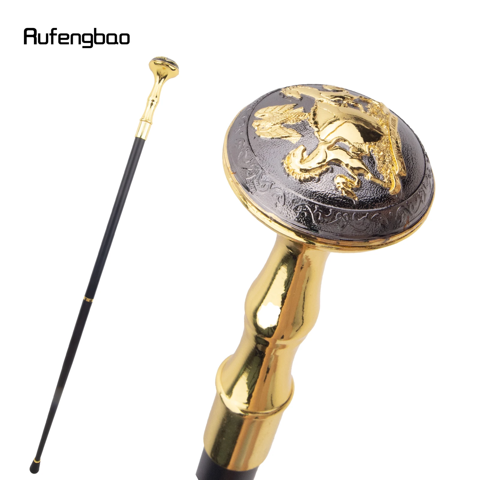 Bastón para caminar con alivio del tótem de la unidad y la fe, color negro dorado, bastón para caminar a la moda, perilla de Crosier para caballero, bastón para caminar de 94cm