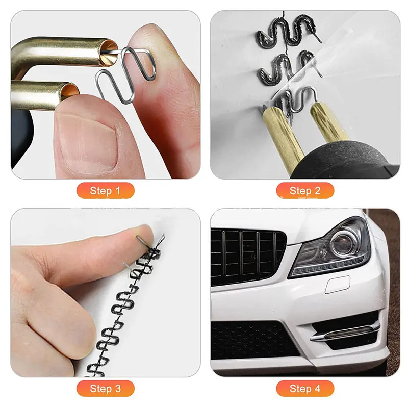 500 ピース/バッグホットステープルバンパー修理溶接ワイヤー修理機車のバンパーダッシュボードランプホルダープラスチック 0.8/0.6 ミリメートル