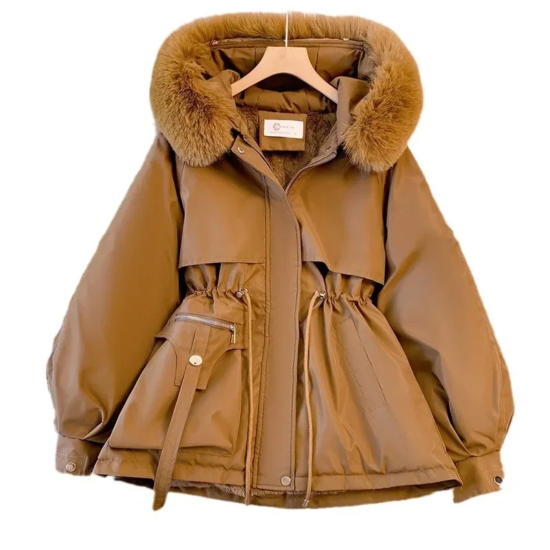 Parka de invierno para mujer, versión coreana, Chaqueta de algodón cálida de terciopelo para mujer, ropa de abrigo fina con temperamento 2024