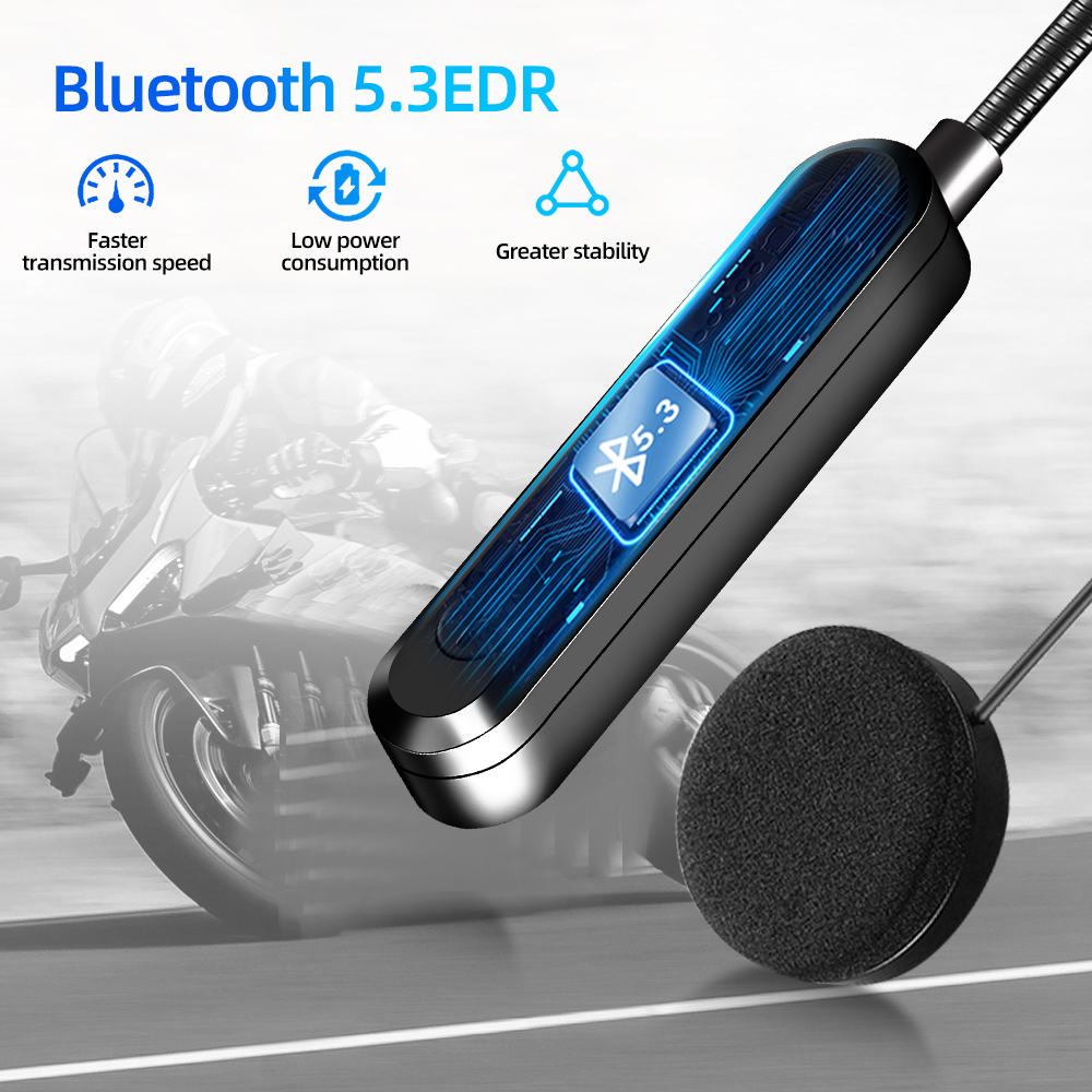 Motorcycle Helmet Headset Bluetooth 5.3 Wireless Handsfree Call Kit Stereo for Rider Riding MP3 Music Player Moto Earphone