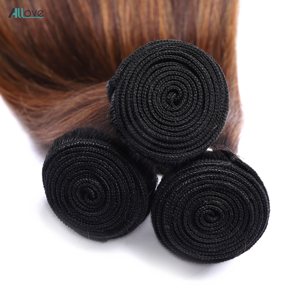 Allove 1B 4 30กระจุกเส้นผมมนุษย์เครื่องยืดผมตรง FB 30 100% ต่อสานเส้นผมมนุษย์บริสุทธิ์ของบราซิล