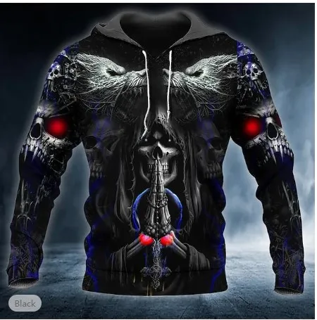 Sudadera con capucha de calavera para hombre, jersey con estampado 3D de cabeza, sudadera informal de moda de otoño, novedad de 2023