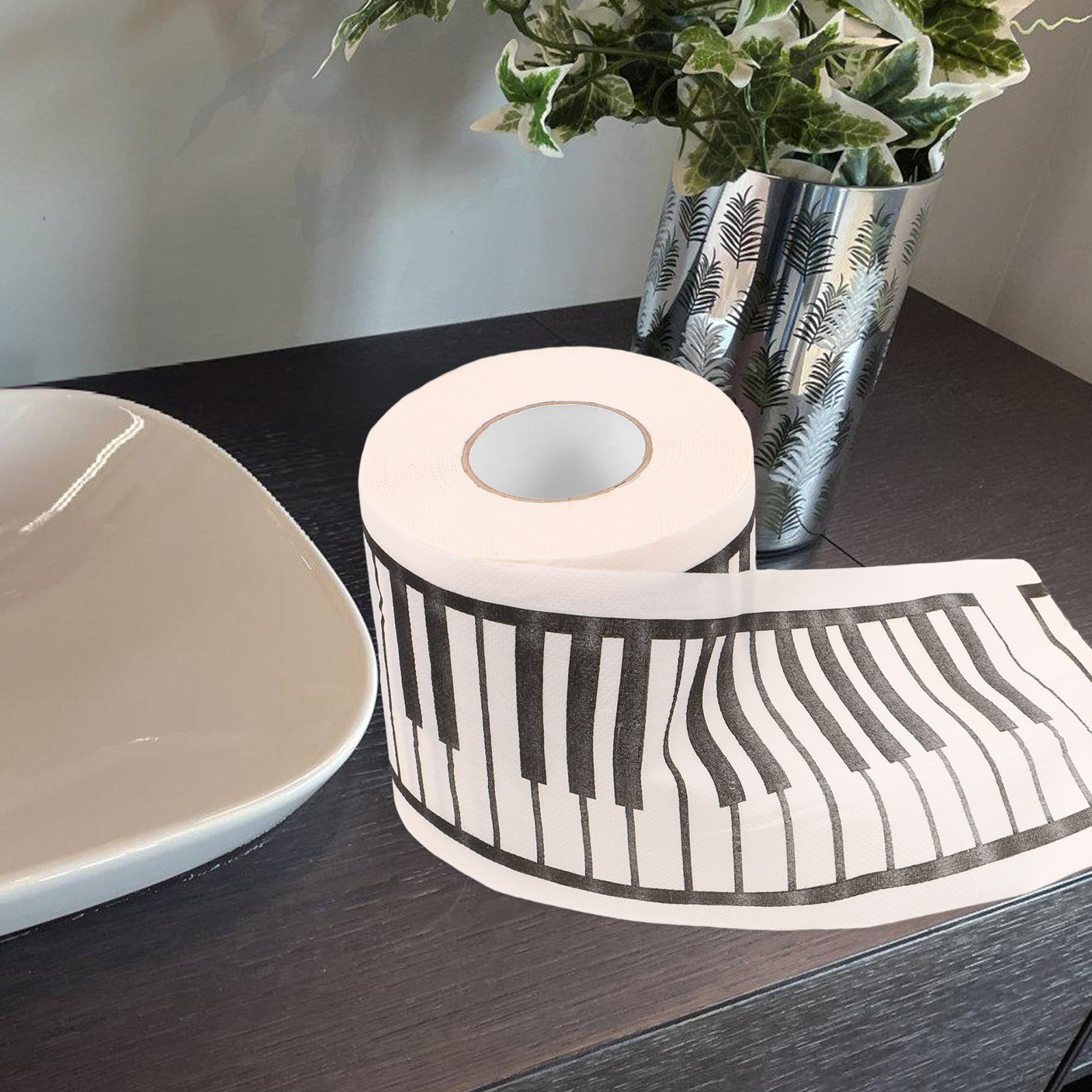 Rolo de papel higiênico com tema piano, Imprimindo rolos de tecido, Presente para banheiro