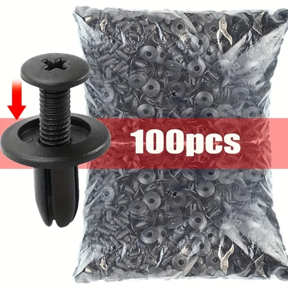 100 pçs 8mm rebites de plástico fixadores parafuso pára-choque do carro preto rebite clipes fixadores do carro para toyota para foco para kia nissan