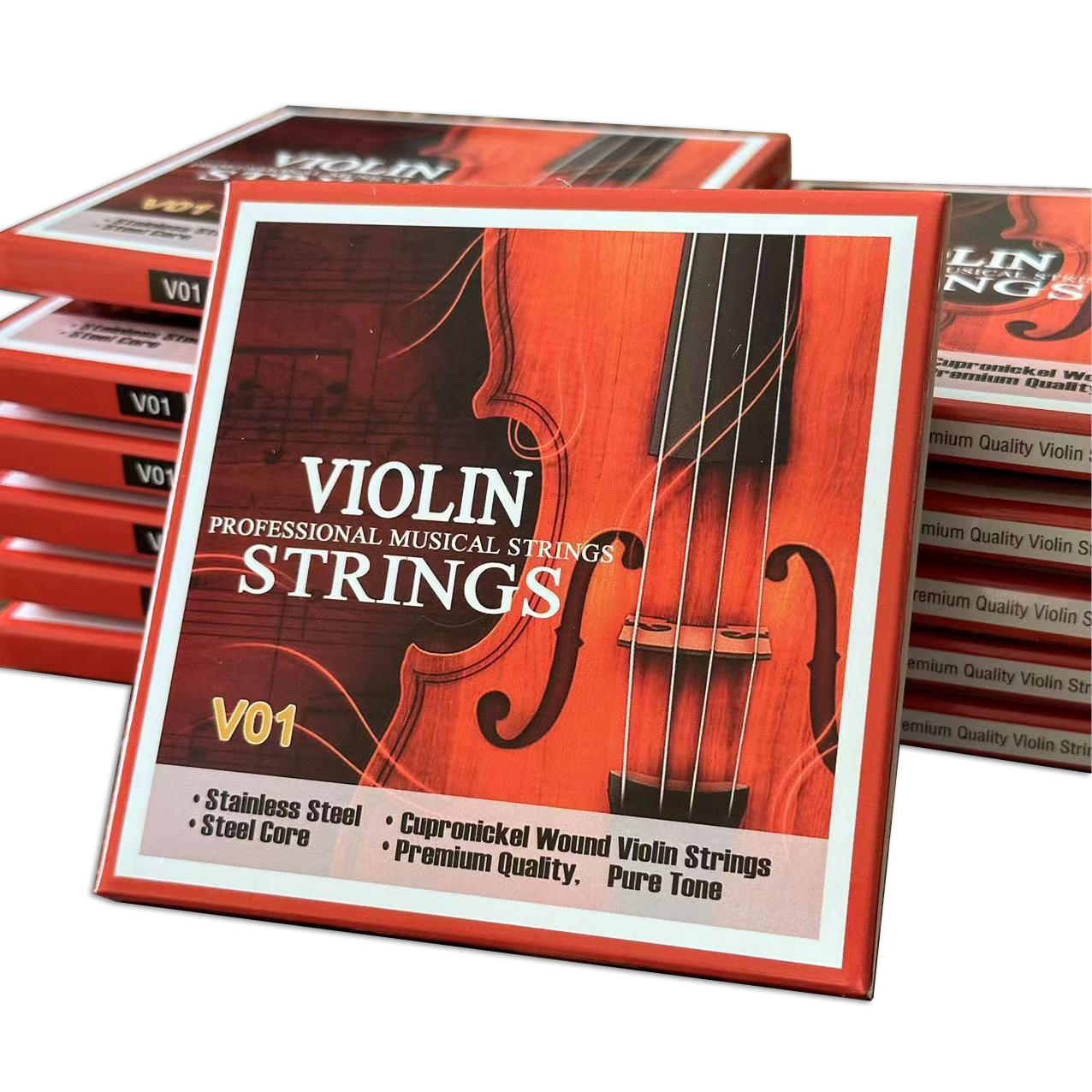 Violinsaiten, universeller Komplettsatz (G-D-A-E), Stahlkern, Kupfernickel umsponnen, Geigensaite, mittlere Stärke – Stahlkugel – Ende E