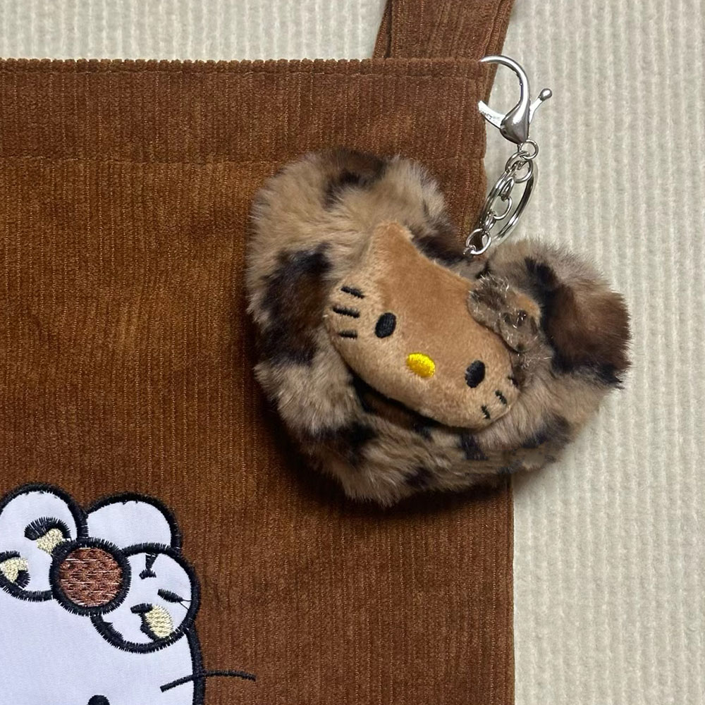 Hellokitty Retro Leopard Doll Pendant Sanrio Kawaii Anime Toy Keychains Cartoon Fashion Bag Accessories Keyrings Christmas Gifts