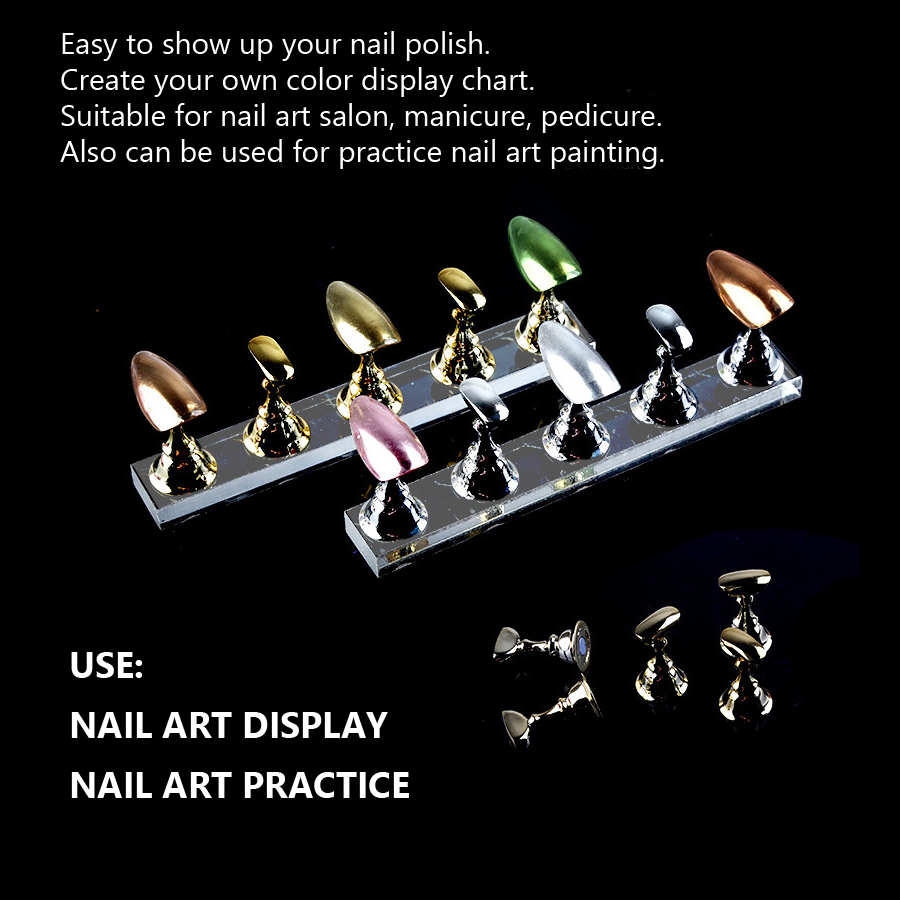 Ensemble de 5 présentoirs d'art d'ongle, support explorez ecs magnétique de base acrylique pour l'affichage de bouts d'ongle