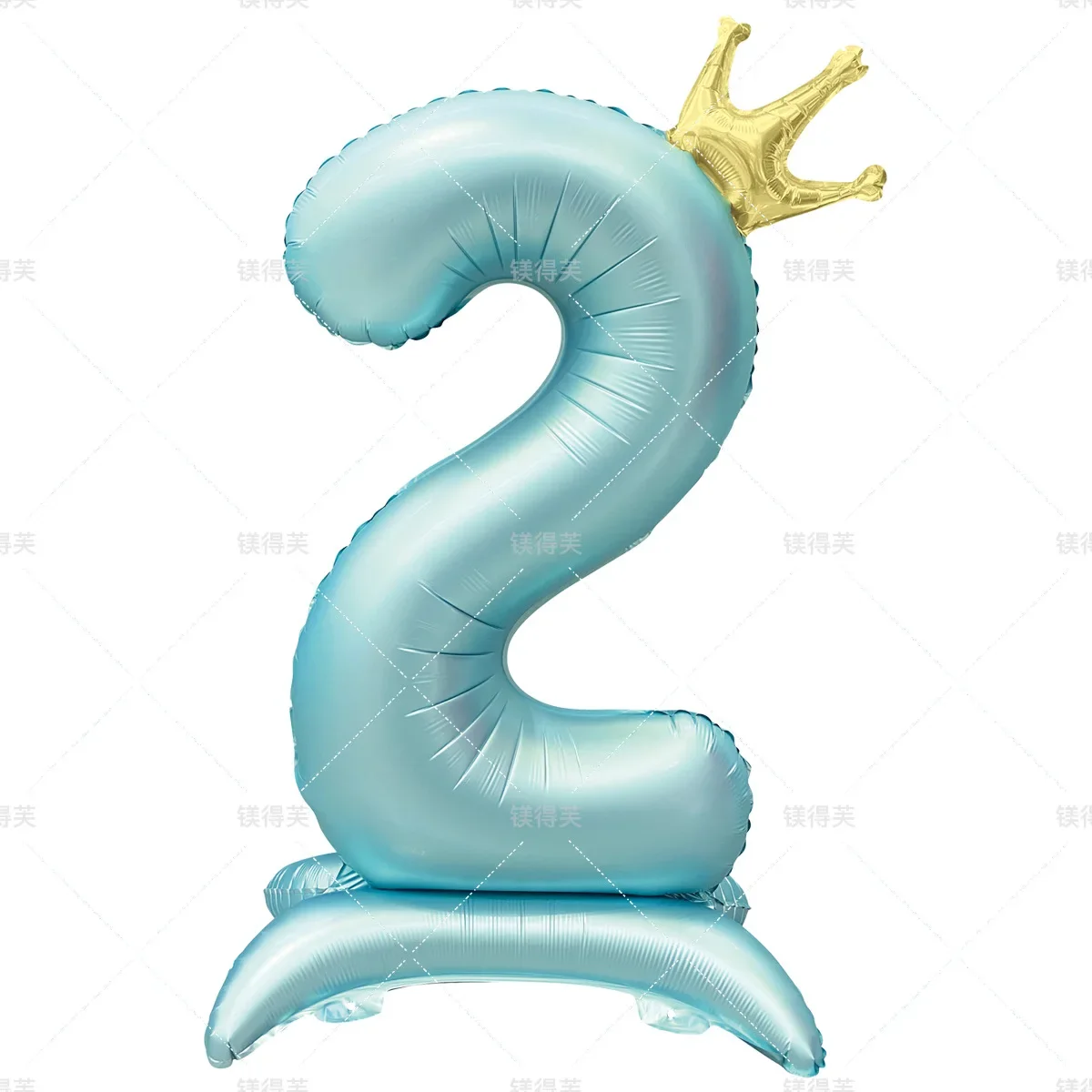 Globos de aluminio con soporte para números, color rosa y azul, color caramelo, vainilla, 42 pulgadas, con figuras de corona, Globos 0-9, decoraciones para fiesta de cumpleaños