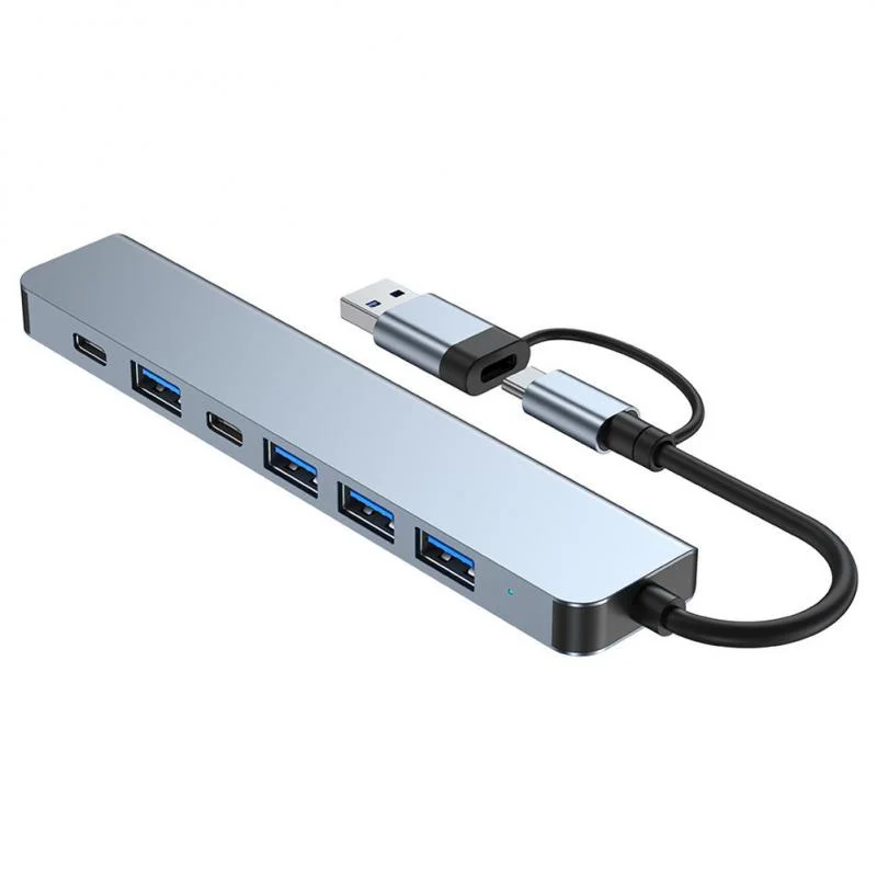 USB C Hub USB Splitter Extensor USB 7 en 1 con 4 puertos USB 1 puerto USBC Lector de tarjetas TF/SD Salida de audio Compatible con MacBook