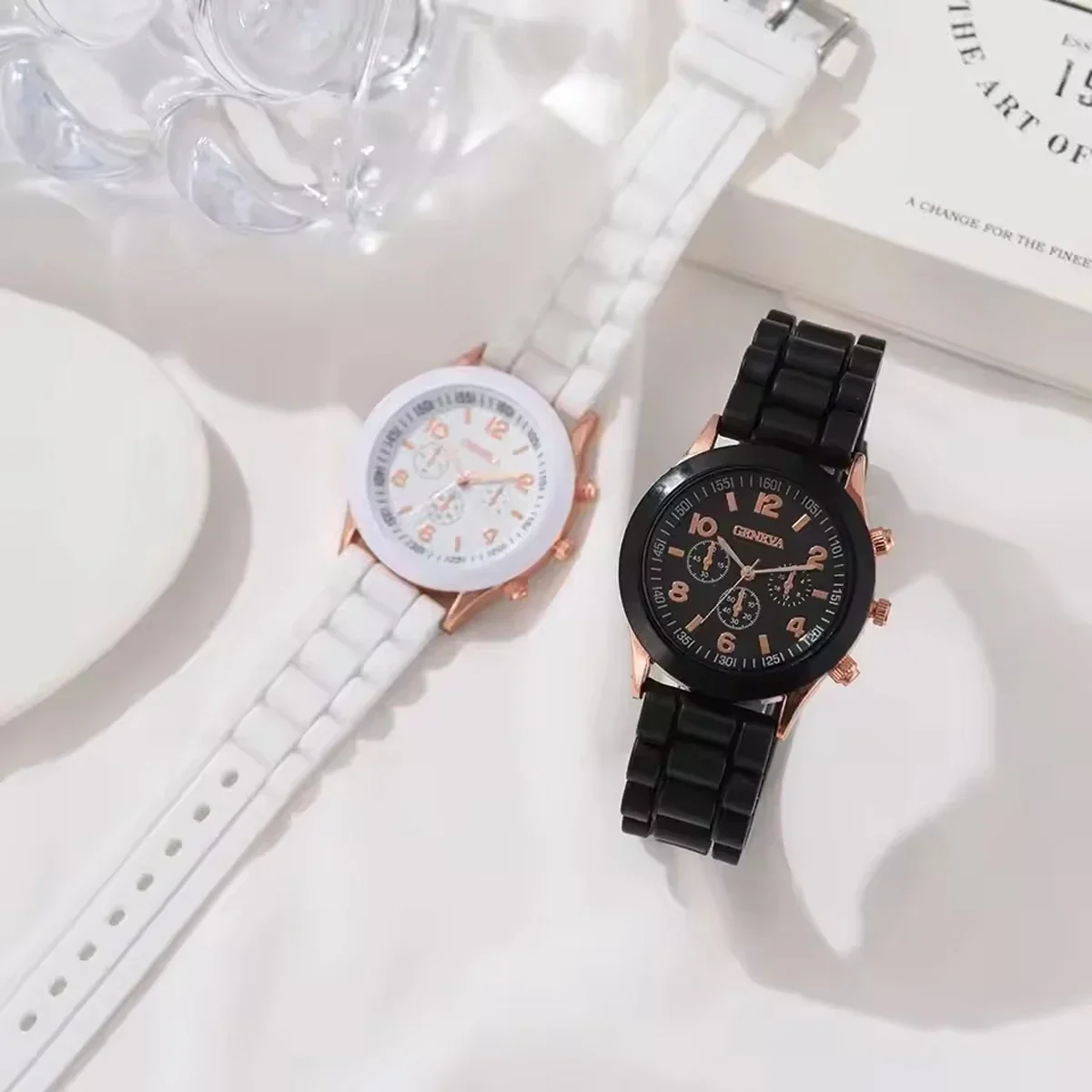 Relógios femininos da moda casual pulseira de silicone relógio analógico de quartzo (sem caixa)
