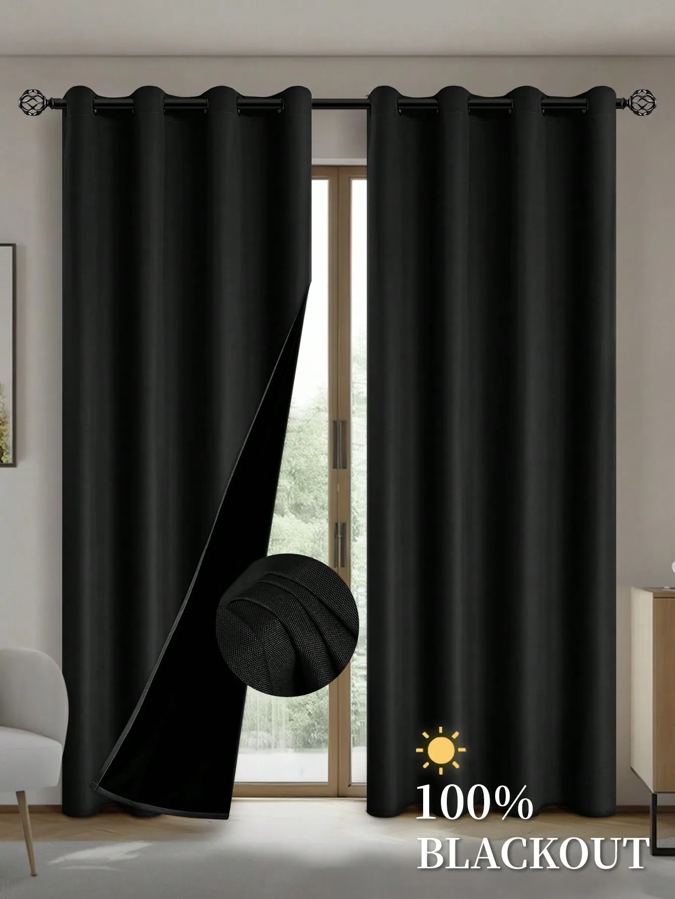 1 unidad de cortinas opacas 100% sólidas con ojales, cortinas para dormitorio, sala de estar, cocina, cortinas de privacidad, cortina de ventana