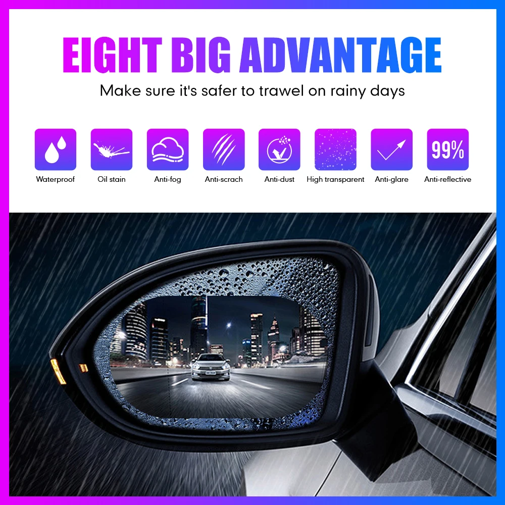 Bộ 2 Gương Chiếu Hậu Ô Tô Màng Bảo Vệ Kính Ô Cửa Sổ Trong Suốt Bộ Phim Chống Lóa Mắt Chống Nước Chống Sương Mù Dán Xe Hơi
