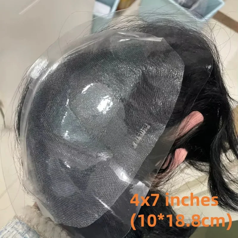 Mặt Trận Nam Toupee Nam Tóc Giả PU Tự Nhiên Dây Cột Tóc Tóc Mảnh Mỏng Da Remy Tóc Hệ Thống Đơn Vị Chân Giả Miếng Dán Cường Lực Giá Rẻ vận Chuyển