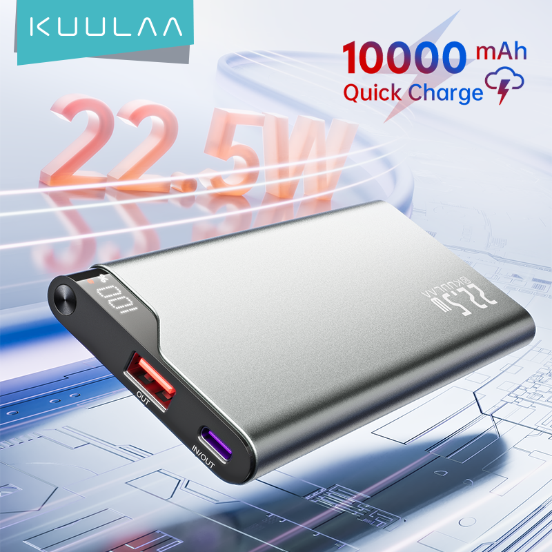 KUULAA 22,5 Вт Power Bank 10000 мАч Портативное зарядное устройство PowerBank Быстрая зарядка Внешняя батарея для iPhone 16 15 14 Xiaomi Powerer Bank