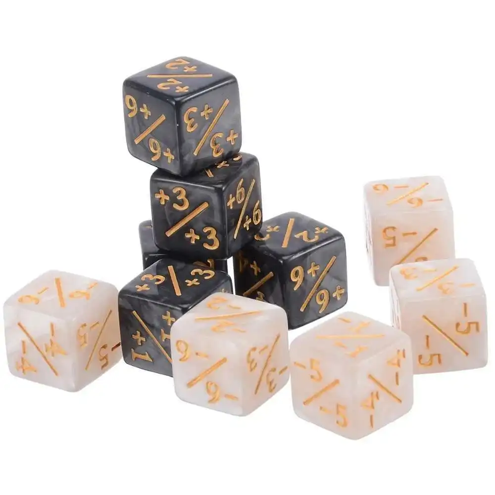 10 Stück 16 mm 6-seitige Würfelzähler + 1/-1 Würfelzählwürfel und negative zweifarbige positive und negative Würfel