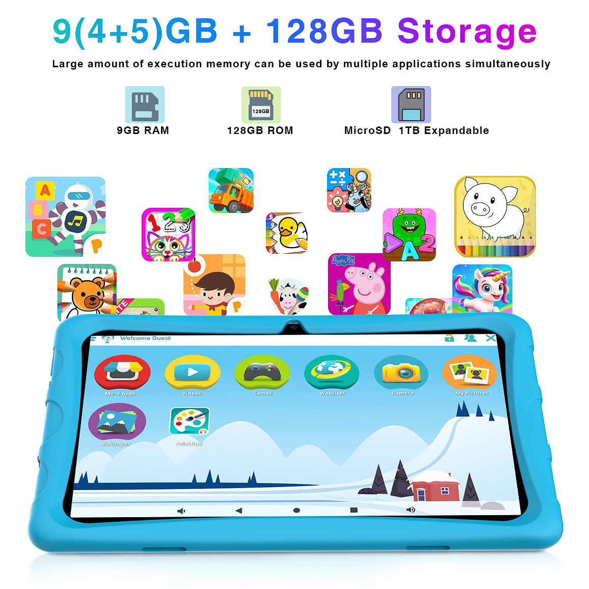 DOOGEE U10KID Tablet für Kinder 10.1 Tablet 9 GB + 128 GB (bis zu 1 TB) Android Tablet 13 Touch HD Widevine L1 TÜV 5060 mAh