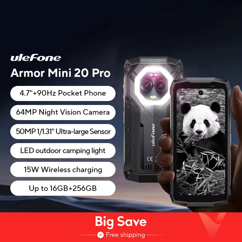 【Estreia mundial】Ulefone Armor Mini 20 Pro 5G 4.7 "Telefone robusto 64MP Câmera noturna Android 14 Smartphone 6200mAh LED para celular