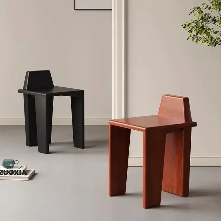 Taburete Simple Medieval de madera maciza, silla de comedor, silla trasera para el hogar, maquillaje, sala de estar Retro