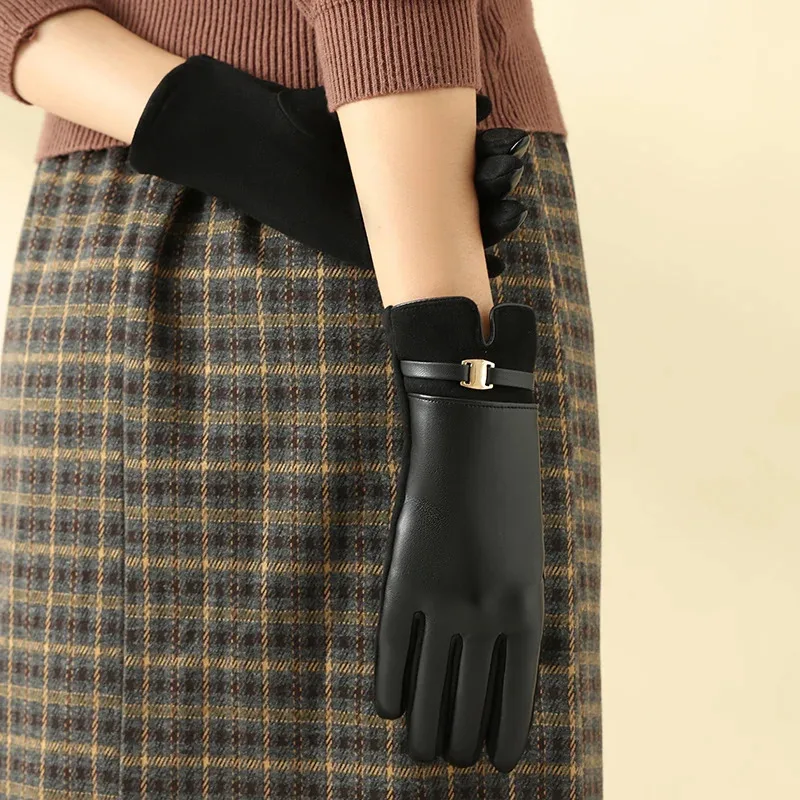 【Quentes e quentes】 Luvas femininas com tela sensível ao toque Luvas de inverno à prova de vento para dirigir