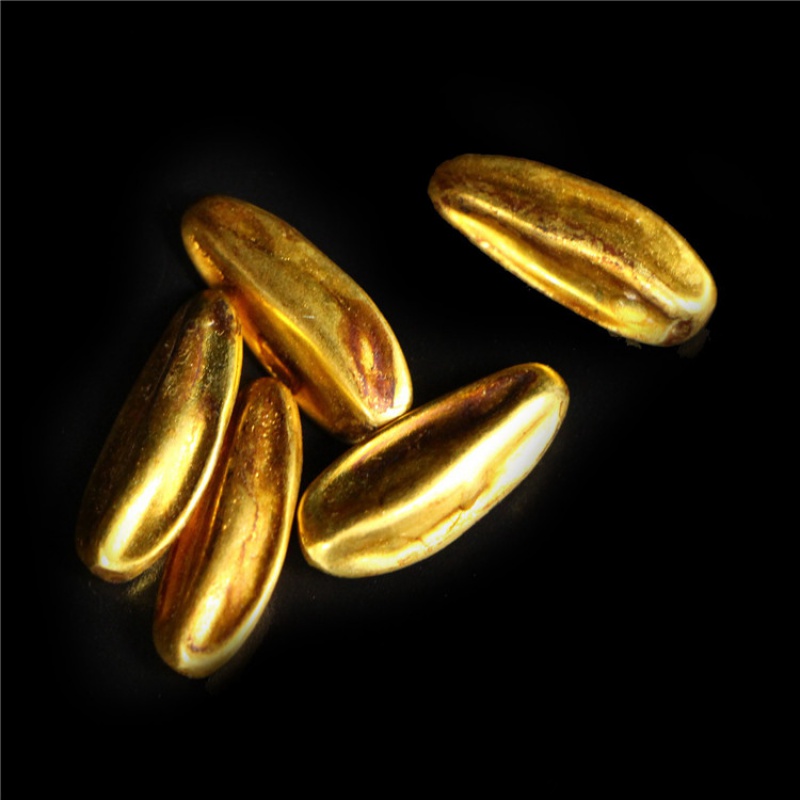 Estilo antigo tribunal presente real dourado sólido amendoim dourado sementes de melão moeda clara barra de ouro bolo de ouro antigo