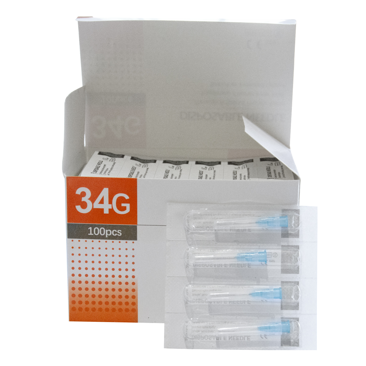 Aguja de tatuaje 34G, agujas de 34g, 1,5mm, 2,5mm, 4mm para jeringa de inyección de belleza, relleno, aguja de seguridad, piezas de herramientas manuales