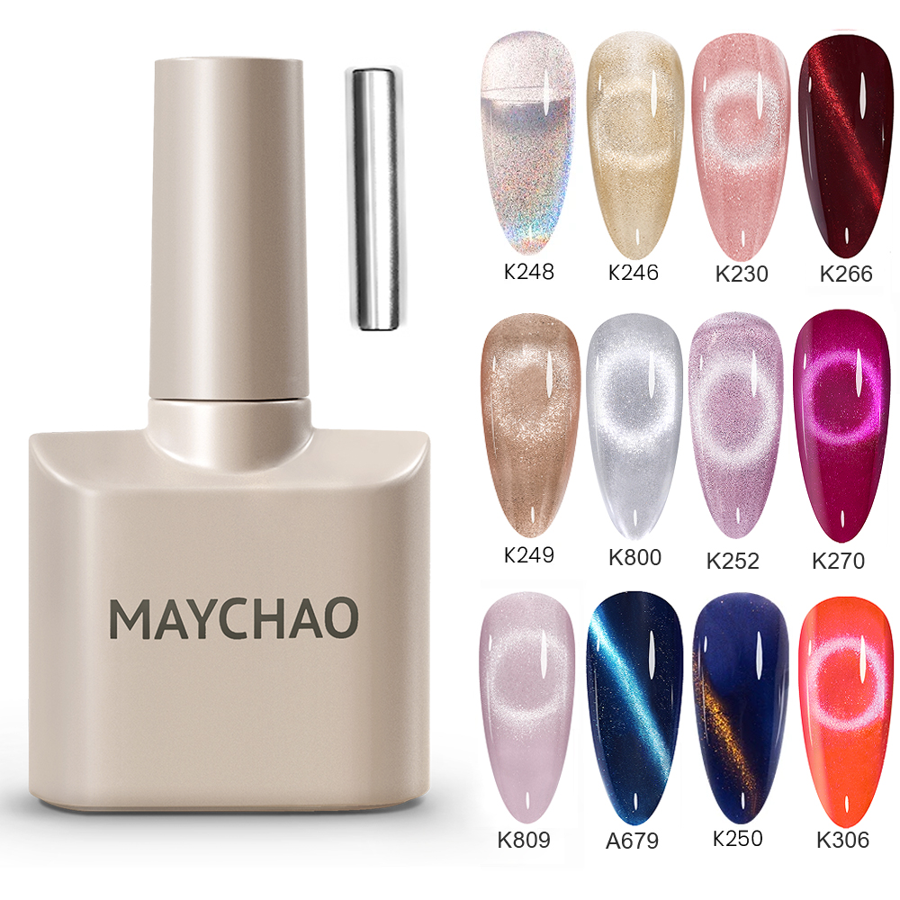 MAYCHAO-esmalte de uñas en Gel con forma de ojo de gato, 12ML, con imán, holográfico, magnético, arcoíris, para decoración de uñas, manicura DIY