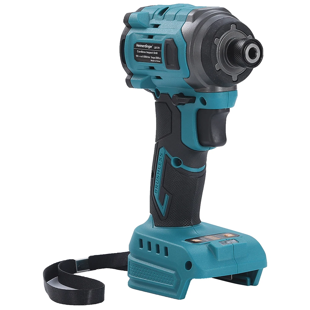 Controlador de impacto inalámbrico sin escobillas Heimerdinger, controlador de impacto hexagonal de 1/4 pulgadas y 6,35mm, alto par de velocidad Variable de 220N.m, sin batería
