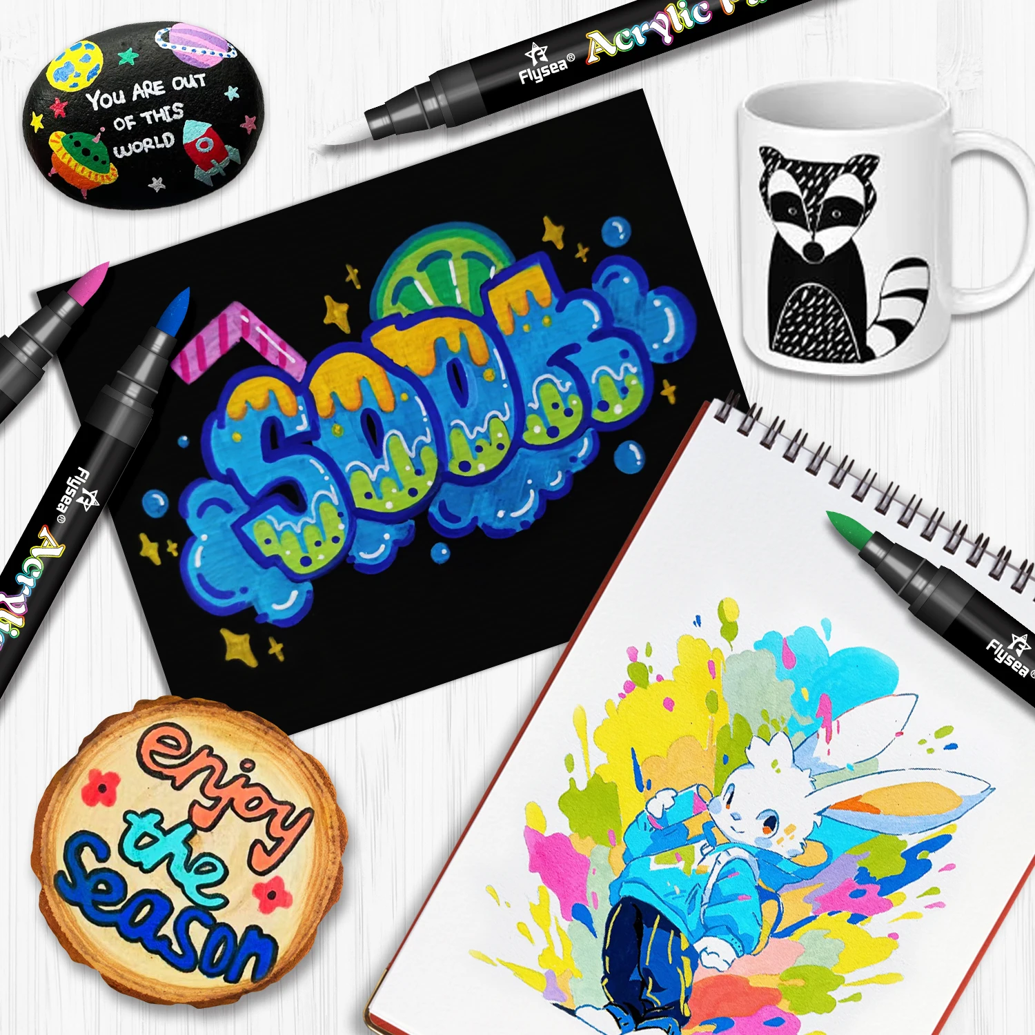 12 สีปลายแปรงปากกาสีอะคริลิค,เครื่องหมายสีสําหรับตัวอักษรและภาพวาดสร้างสรรค์,หิน,แก้ว,เซรามิค,แก้ว