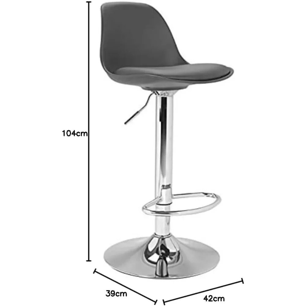 Silla giratoria de barra alta ajustable, asiento nórdico moderno, juego de 2 taburetes de bar gris