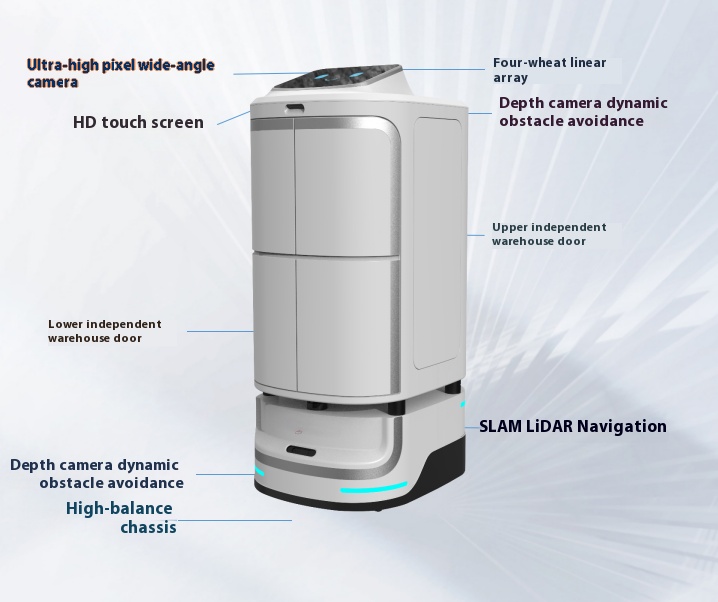 Робот для доставки еды в отеле Робот для экспресс-доставки Программируемый интеллектуальный робот для обслуживания лифта