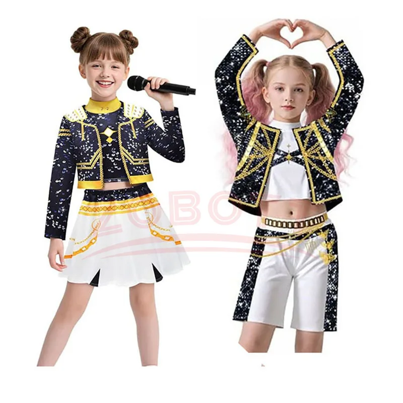 キッズ K-pop ルミ ゾーイ ミラ コスプレ ハントリックス コスチューム 3D プリント デーモン ハンターズ ミラ ステージ衣装 子供 ハロウィン パーティー 衣装セット