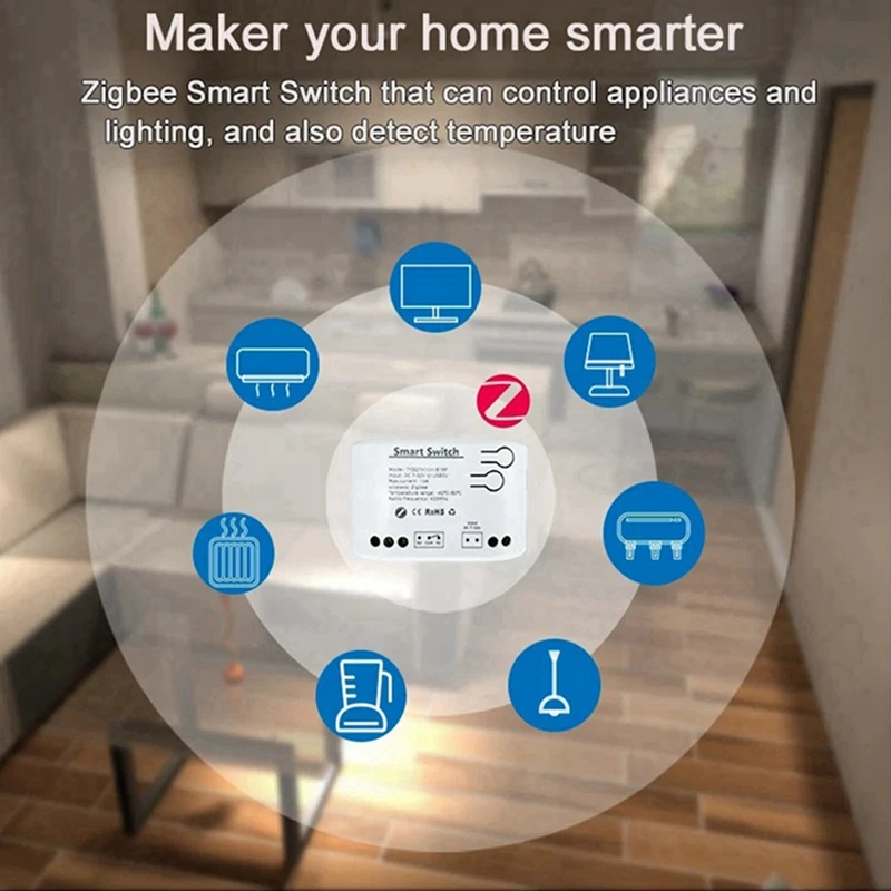 Interruptor inteligente zigbee tuya com sensor de temperatura, contato seco passivo, relé zigbee, funciona com assistente doméstico