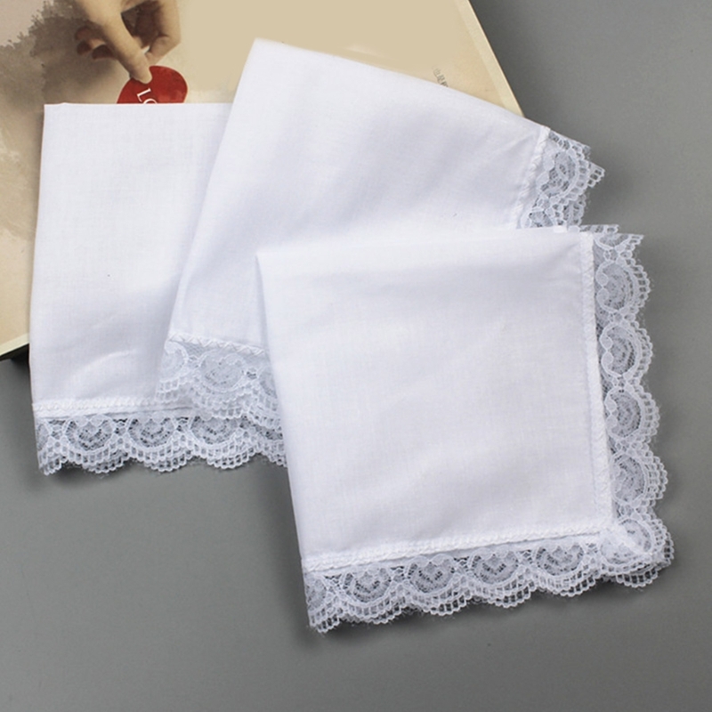 Mouchoir en coton absorbant pour la broderie, mouchoirs blancs solides pour femmes et hommes