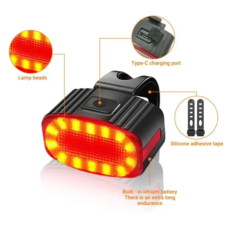 Luzes noturnas para bicicleta, lanternas traseiras ultrabrilhantes à prova d'água multimodo para mountain bike, mini lanternas, acessórios para bicicleta