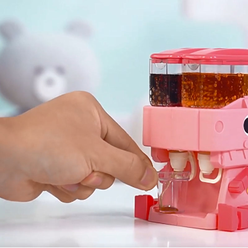 Double distributeur d'eau dinosaure pour enfants, jouet avec mignon rose bleu, eau froide/chaude, jus, fontaine à boire, jouets de cuisine de Simulation