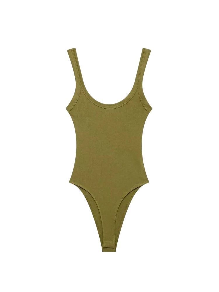 Skinny geribbelde bodysuits voor dames, O-hals, bandjes, drukknopen, vrouwelijke playsuits, sexy mode